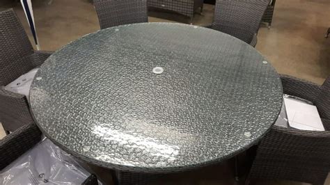 Replacement Frosted Glass Table Top 140 Cm With Parasol Hole