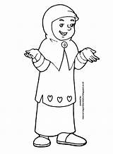 Mewarnai Sketsa Kartun Sekolah Guru Muslimah Mengaji Rebanas Masjid Mewarna Adik Memang Asyik sketch template