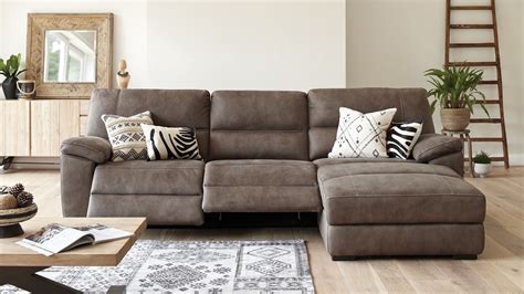 jenson  seater fabric recliner sofa  chaise  synargy harvey norman  zealand