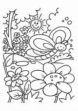 Season Spring Blooms Coloring Flowers Easy Pages Print sketch template