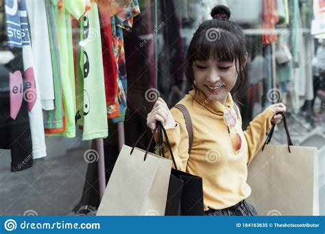 kawaii girl   shopping day stock image image  mall buyer