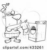 Dryer Holding Tiny Coloring Fresh Shirt Line Man Laundry Royalty Clipart Toonaday Illustration sketch template