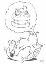 Coloring Pages Garfield Dream Dreaming Hamburger sketch template