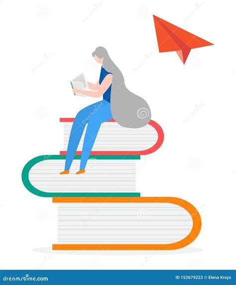 vector woman books female reader literature fans stock vector illustration  knowledge