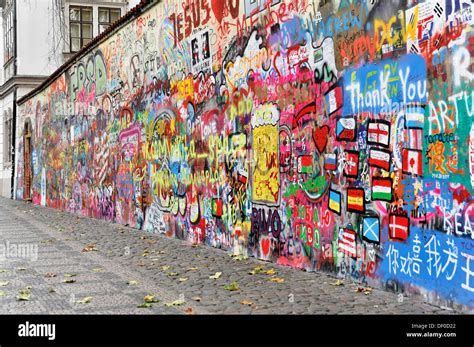 John Lennon Wall Graffiti Prague Hlavní Město Praha Czech Republic