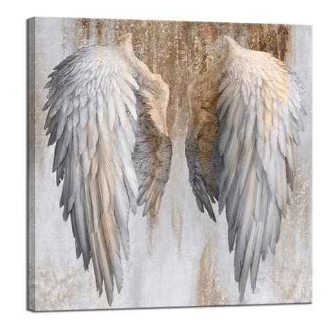 levvarts gold  grey wall art fashion angel wings poster painting