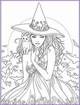 Coloring Witch Pages Halloween Adults Witches Book sketch template
