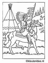 Coloring Pages Kleurplaat Indians Indiaan Colouring Iroquois Paard Indian sketch template