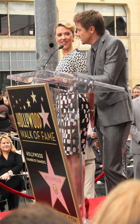 scarlett johansson receiving her star on hollywood walk of