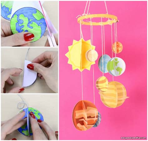 3d paper mobile planets craft template solar system craft easy