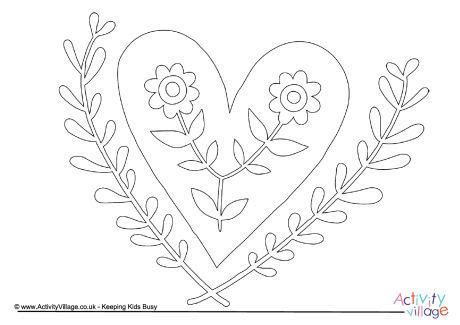 heart  flower design colouring page flower coloring pages