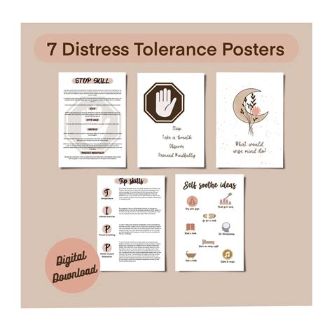 distress tolerance prints dbt mindfulness wise mind coping etsy