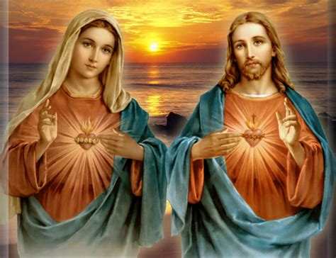 Two Hearts Scenic Catholic Pictures Jesus Christ Images Pictures Of