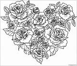 Coloring Heart Pages Flowers Color Popular Print sketch template