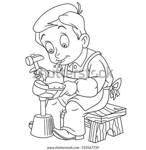coloring page shoemaker cobbler coloring book stock vector royalty