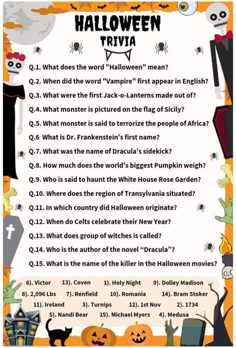 pin  adult birthday party games   printable halloween trivia