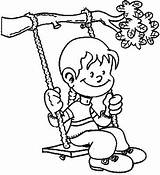 Coloring Pages Kids Swing Tree Template sketch template