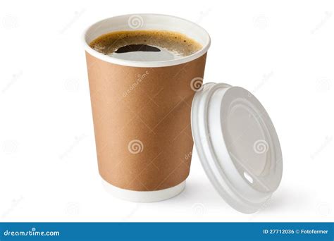opened   coffee  cardboard cup royalty  stock image image