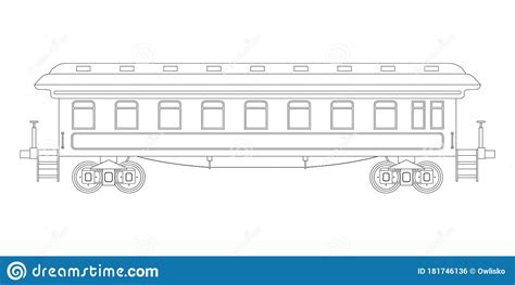contour vintage passenger coach train  retro style coloring page