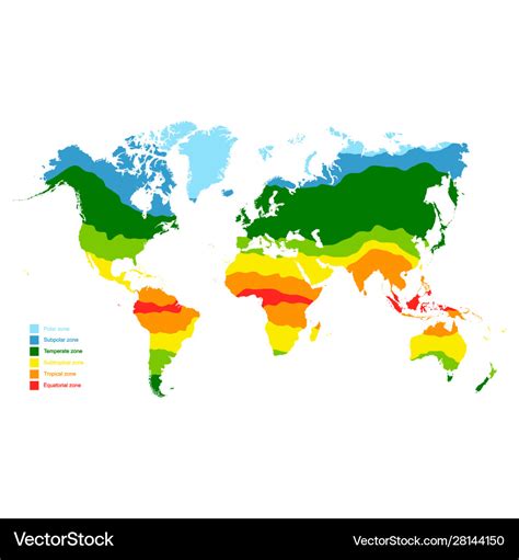 map  world climate zones royalty  vector image