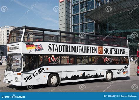 berlin sightseeing bus  front   central train station editorial stock photo image