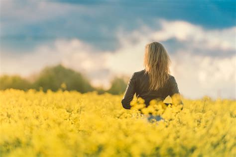 Free Picture Girl Crops Field Summer Flowers Yellow Beauty Nature