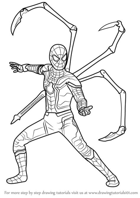 learn   draw iron spider  avengers infinity war avengers