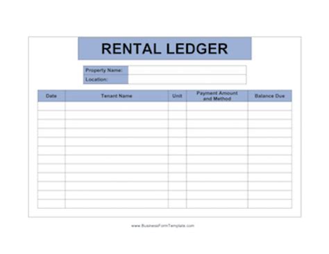 rental ledger template