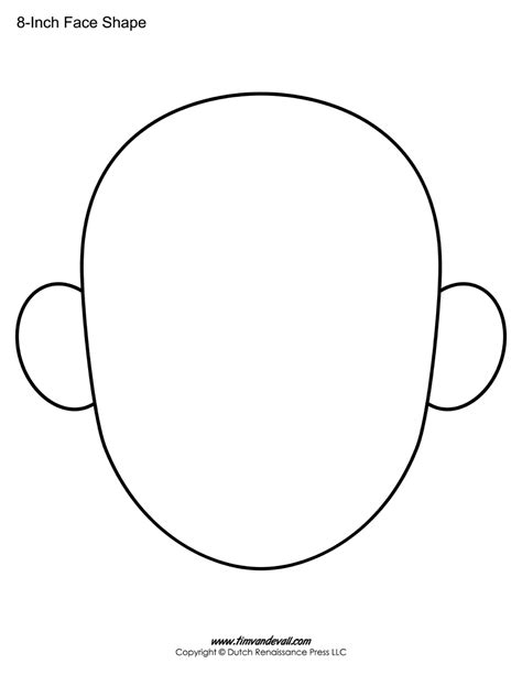 blank face templates printable face shapes  kids