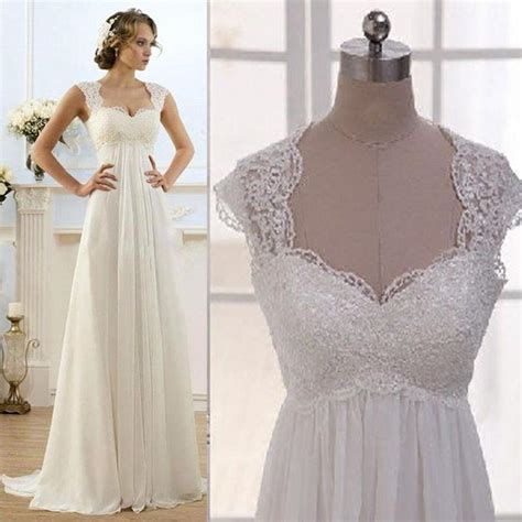 vintage modest wedding gowns capped sleeves empire waist plus size