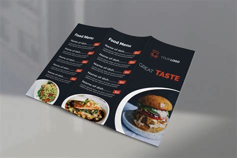 restaurant food menu tri fold creative brochure templates creative market