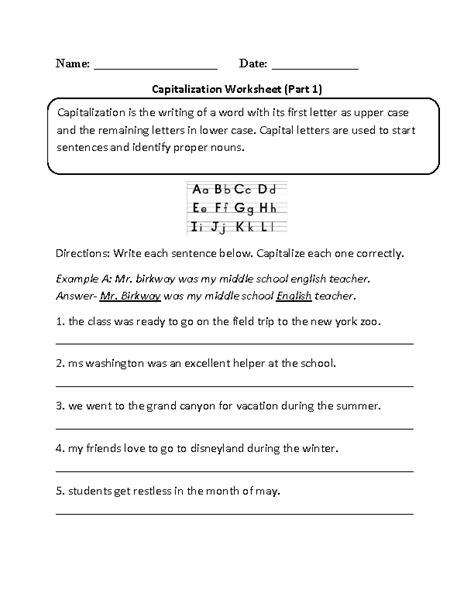 images  capitalization worksheets  kindergarten capital