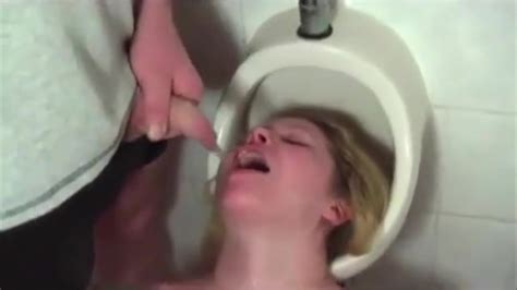 blonde in the bathroom used as a urinal pissing porn at thisvid tube