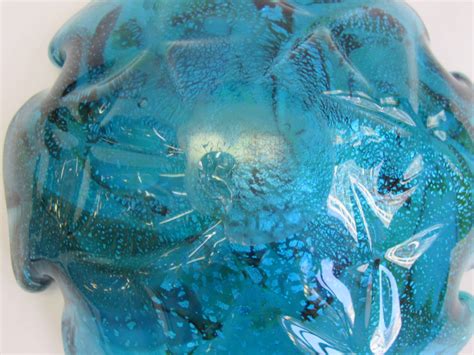 Vintage Italian Murano Blue And White Swirl Art Glass Bowl