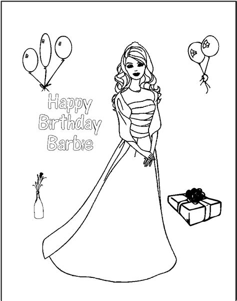 printable barbie coloring pages  kids happy birthday coloring