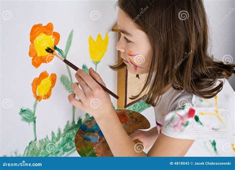 girl painting stock  image