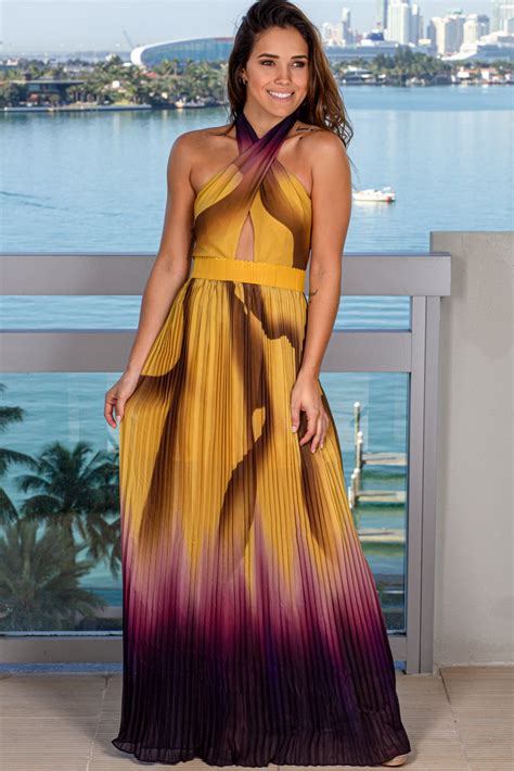 mustard ombre pleated maxi dress maxi dresses saved by