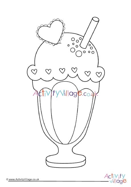 icecream sundae colouring page