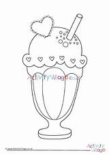 Colouring Sundae Icecream Pages Valentine Village Activity Explore Holidays sketch template