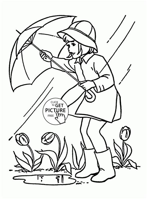 rainy spring  tulips coloring page  kids seasons coloring pages