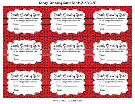 candy guessing game  printable printable word searches