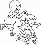 Caillou Pushing Stroller Wecoloringpage sketch template