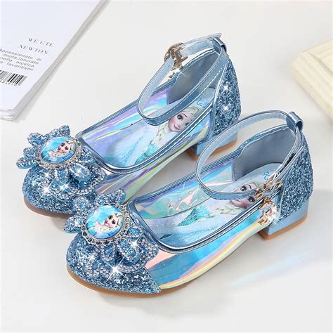 girls party shoes princess shoes leather glitter crystals rhinestones knot kids shoes elsa
