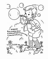 Nursery Coloring Rhymes Rhyme Bubbles Pages Kids Preschool Mother Goose Science Bubble Blowing Clipart Fun Colouring Library Color Children Print sketch template