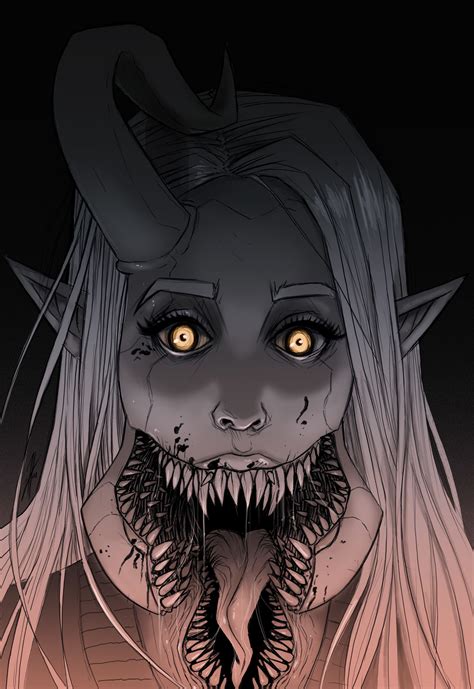 15 Anime Sketch Demon Girl Creepy Drawings Dark Fantasy Art Scary