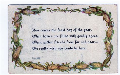 postcard thanksgiving corn poem  jackies vintage postcards