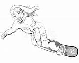 Snowboarder Snowboard Woman Rider Drawing Stock Premium Freeimages Istock Getty Vector Getdrawings sketch template