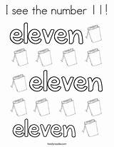 Coloring Number Eleven Print Ll Twistynoodle Books Cursive sketch template