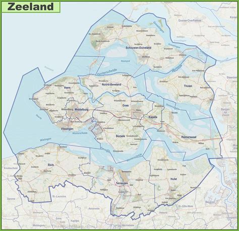 map  zeeland  cities  towns ontheworldmapcom