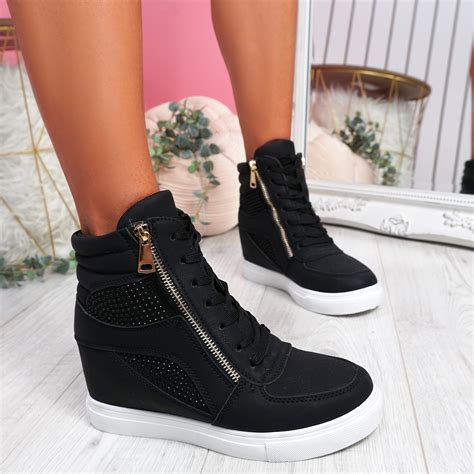 womens ladies zip studded high top ankle trainers party sneakers women shoes ebay